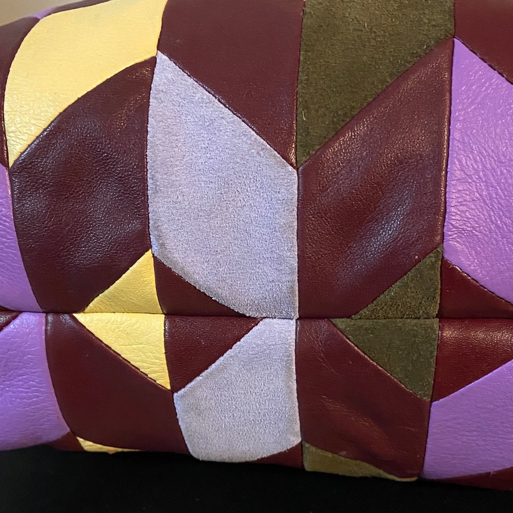 Fossil Burgundy Multicolor Patchwork Leather Draw… - image 7